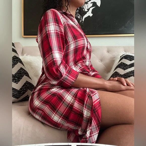 Zara Red White Black The Knot Check Dress - Picture 2 of 14